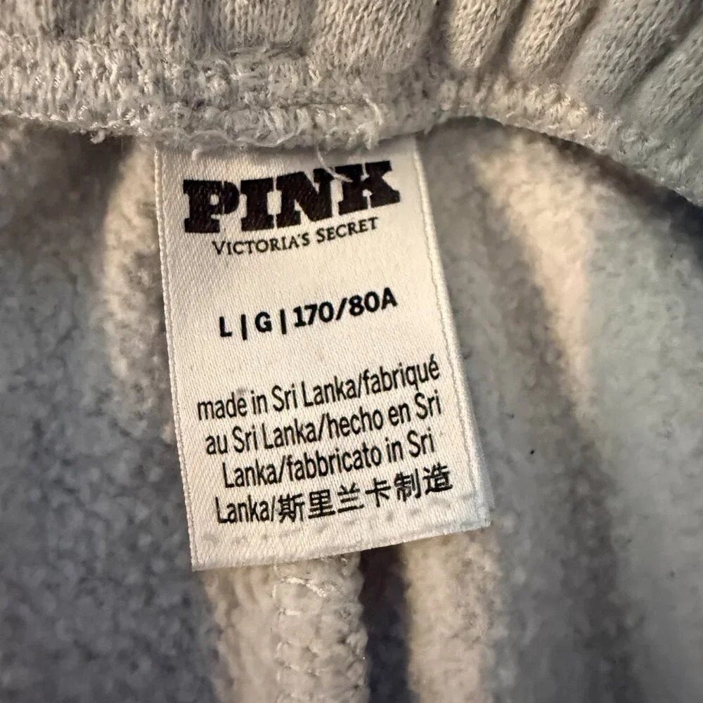 PINK Victoria's Secret Floral Embroidered Fleece Jogger Sweatpants Women's Large - Picture 10 of 11